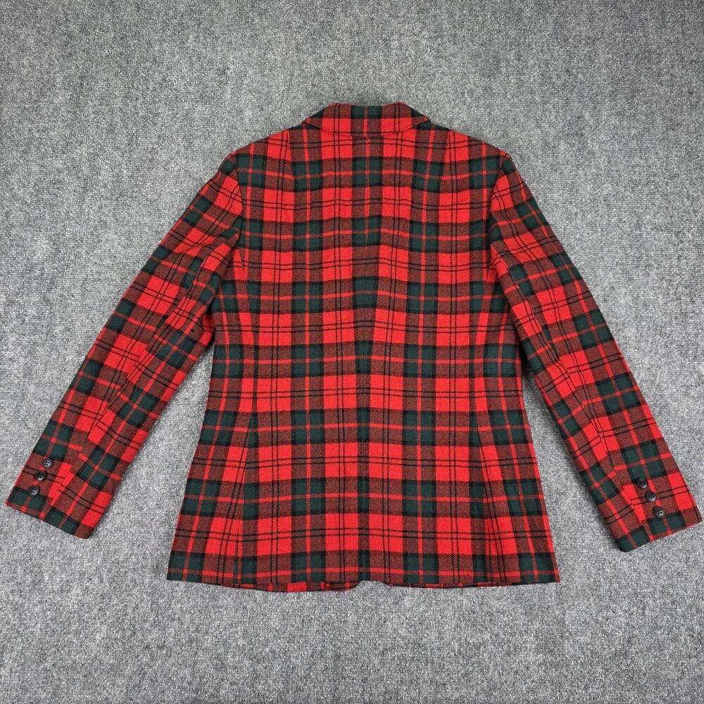Vintage Pendleton Blazer Womens Medium Red Plaid Tartan Virgin Wool Made USA - Picture 4 of 16